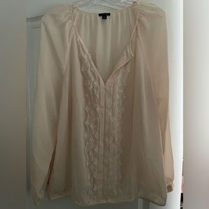 Ann Taylor gauzy peasant, blouse, size XL, cream color.